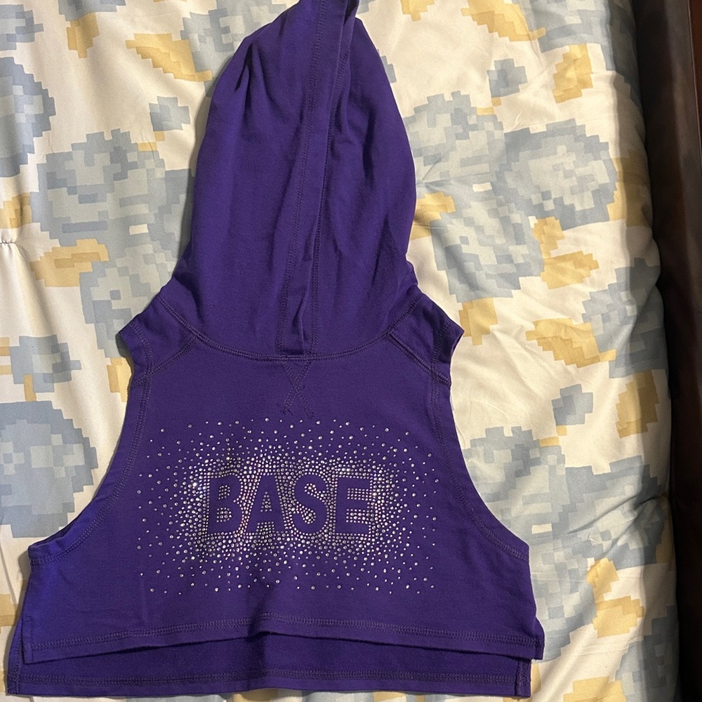 Purple Hooded Crop Top with Rhinestone Detail